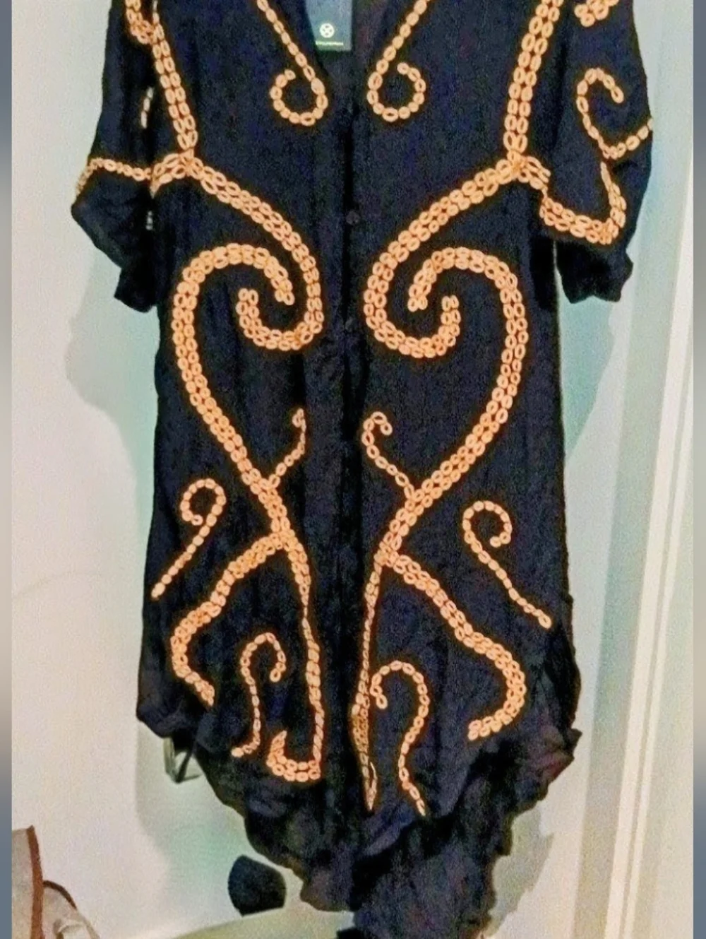 ViX Paula Hermanny Solid Braid Detail Long Caftan Cover Up - Black - Size S​M